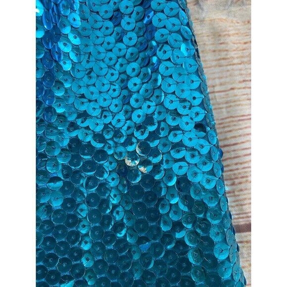 Vintage Mike Bennet Formals Women's Blue Sequin Evening Gown - 8 - Picture 2 of 14